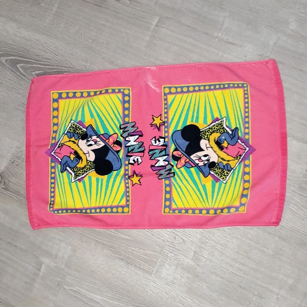 Vintage Jo Franco Walt Disney Minnie Mouse Pink hand towel double sided