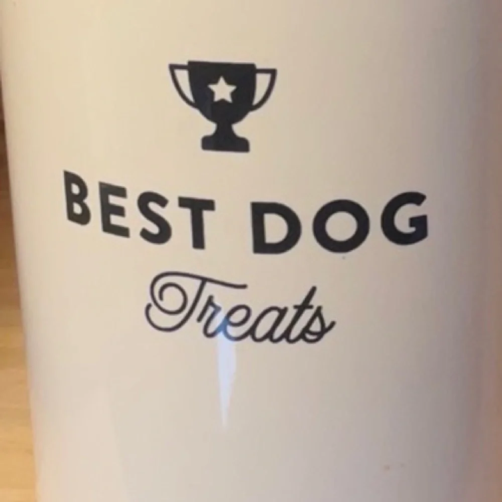 “BEST DOG Treats”-ceramic dog treat canister w/gasket for super fresh treats