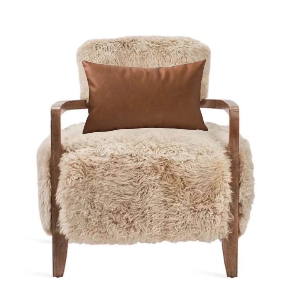 Luxury Home | Boho Chic Rustic Faux Leather Lumbar Throw Pillow Cover