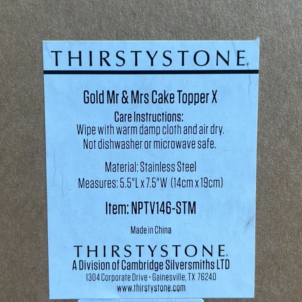 THIRSTYSTONE Wedding Set Mr & Mrs Cake Topper Bridal Engagement Married NWT