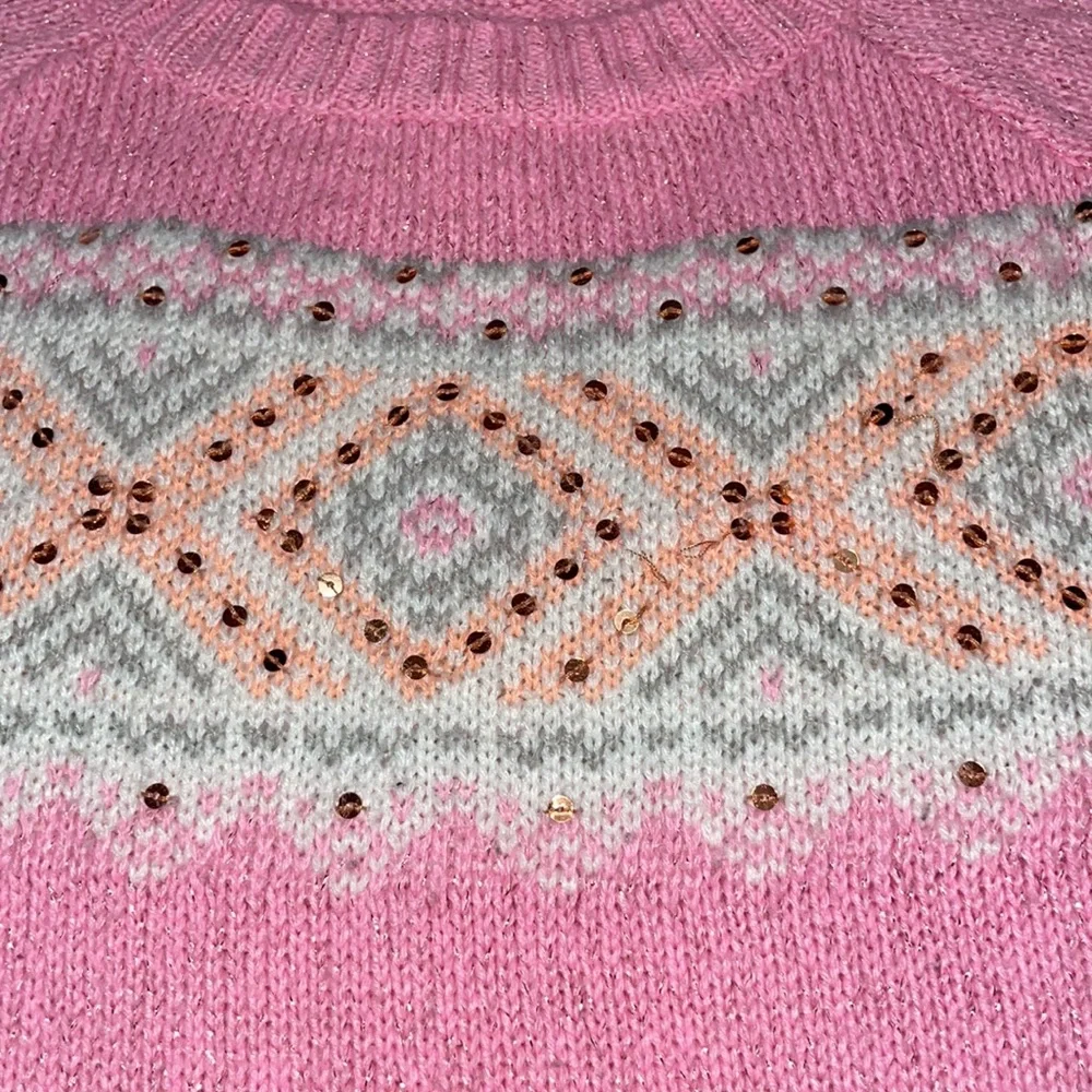 Justice Pink Sequin Short Sleeve Sweater Dress, Size 8
