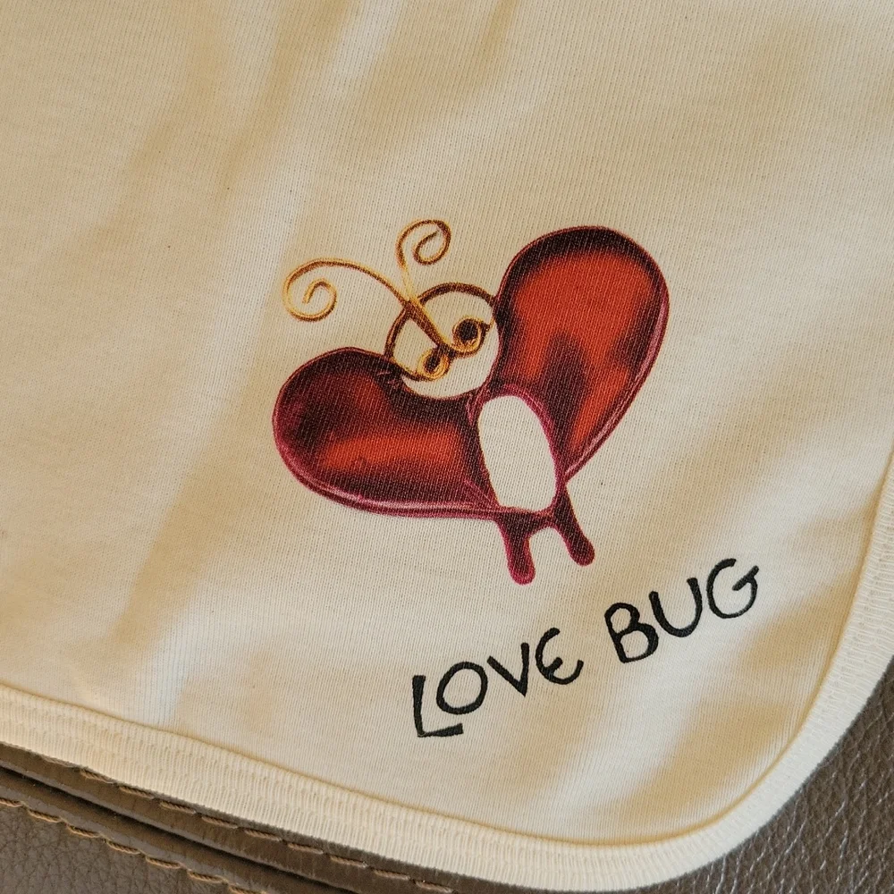 Kee - Ka Love bug organic cotton bib and burp cloth set.