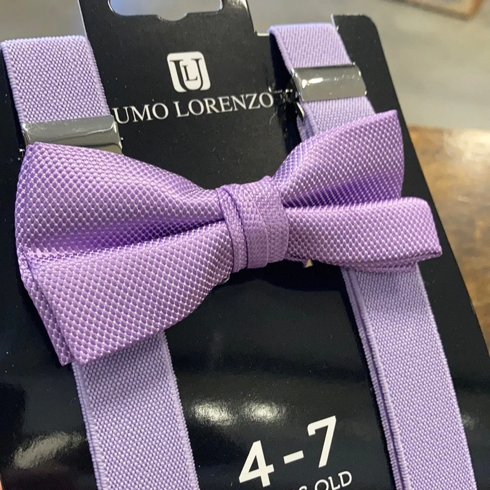 Lilac lavender boys suspender and bow tie set
