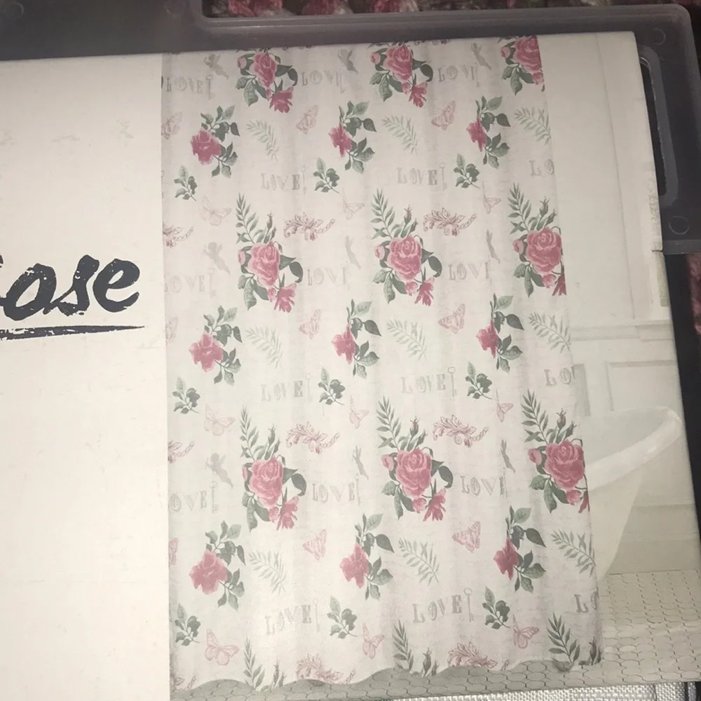NWT rose and butterflies shower curtain