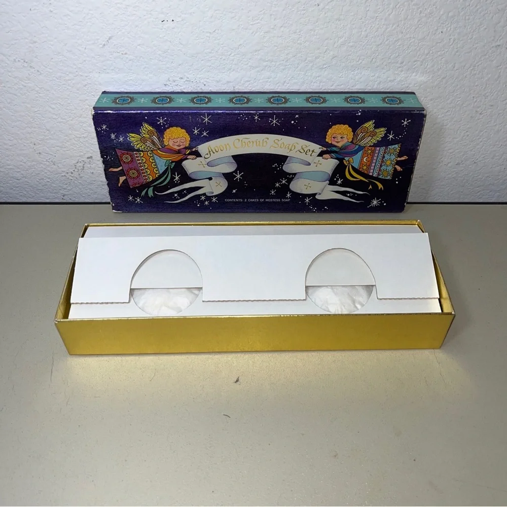 Vintage Avon Cherub Hostess Soap Set of 2 Angels Angelic Babies In Original Box