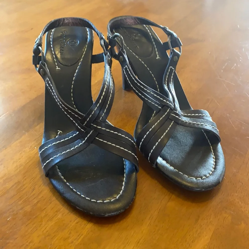 COLE HAAN Sz 8 1/2 Heel Sandals Brown EUC