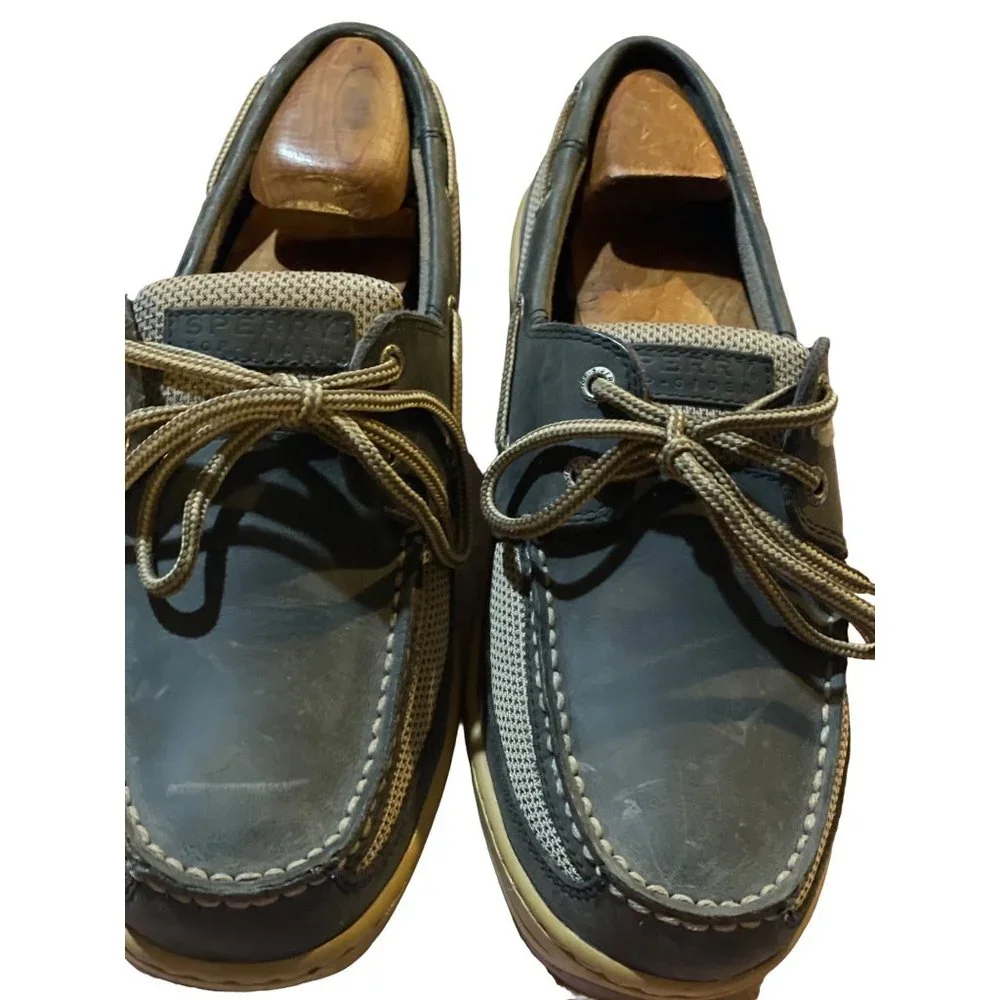Sperry Top Slider grey leather boat shoe size 10 0770743