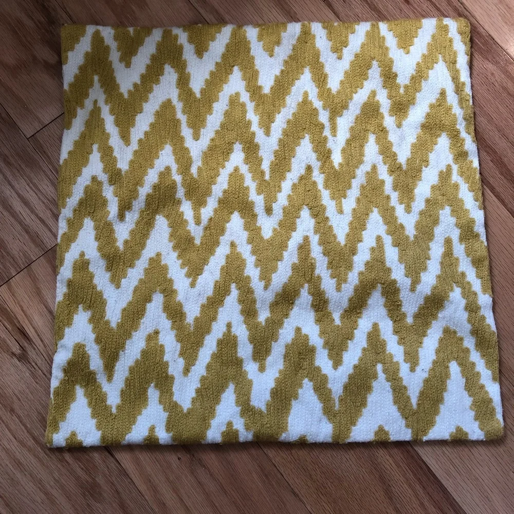 West Elm Mariposa 20x20 pillow cover in mustard yellow chevron print.