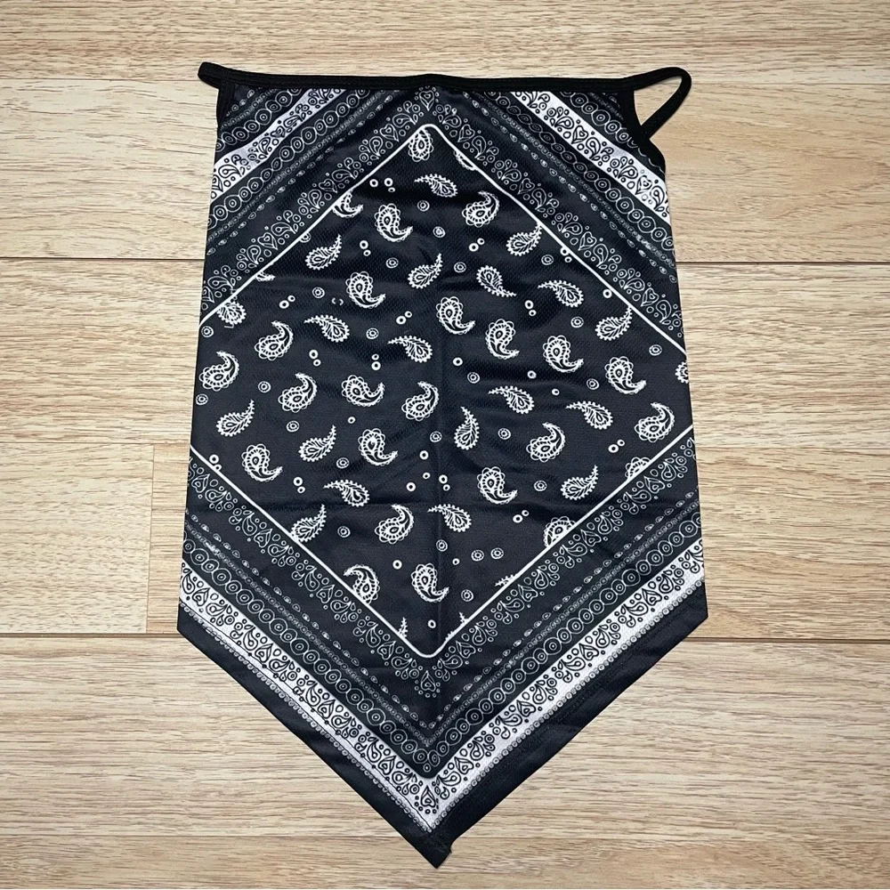 2/$20 NWOT Black and White silky soft paisley print face gaiter