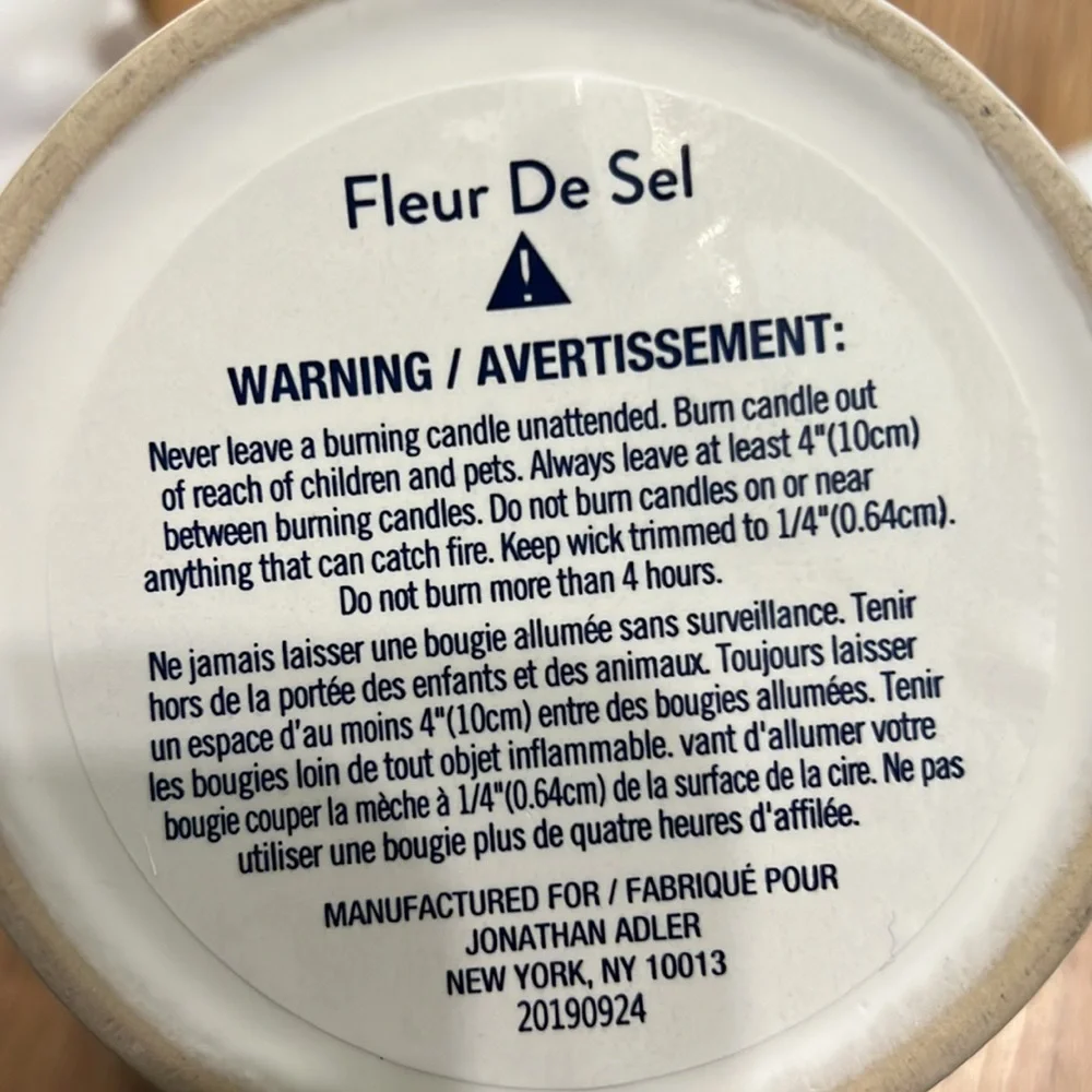 New in box Jonathan Adler Fleur De Sel candle