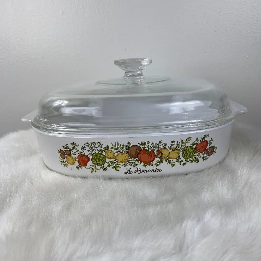 Vintage CORNING WARE Spice of Life La Romarin Large Square 10x10x2 PYREX Cassero