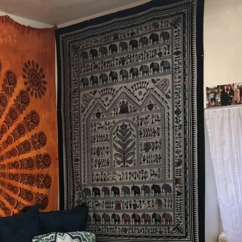 Black and grey tapestry