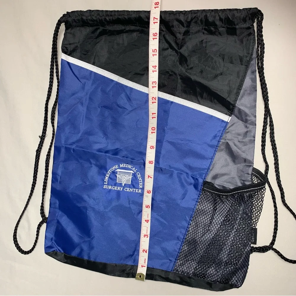 Drawstring Sports Pack Blue Black School Lightweight Backpack Knapsack Rucksack