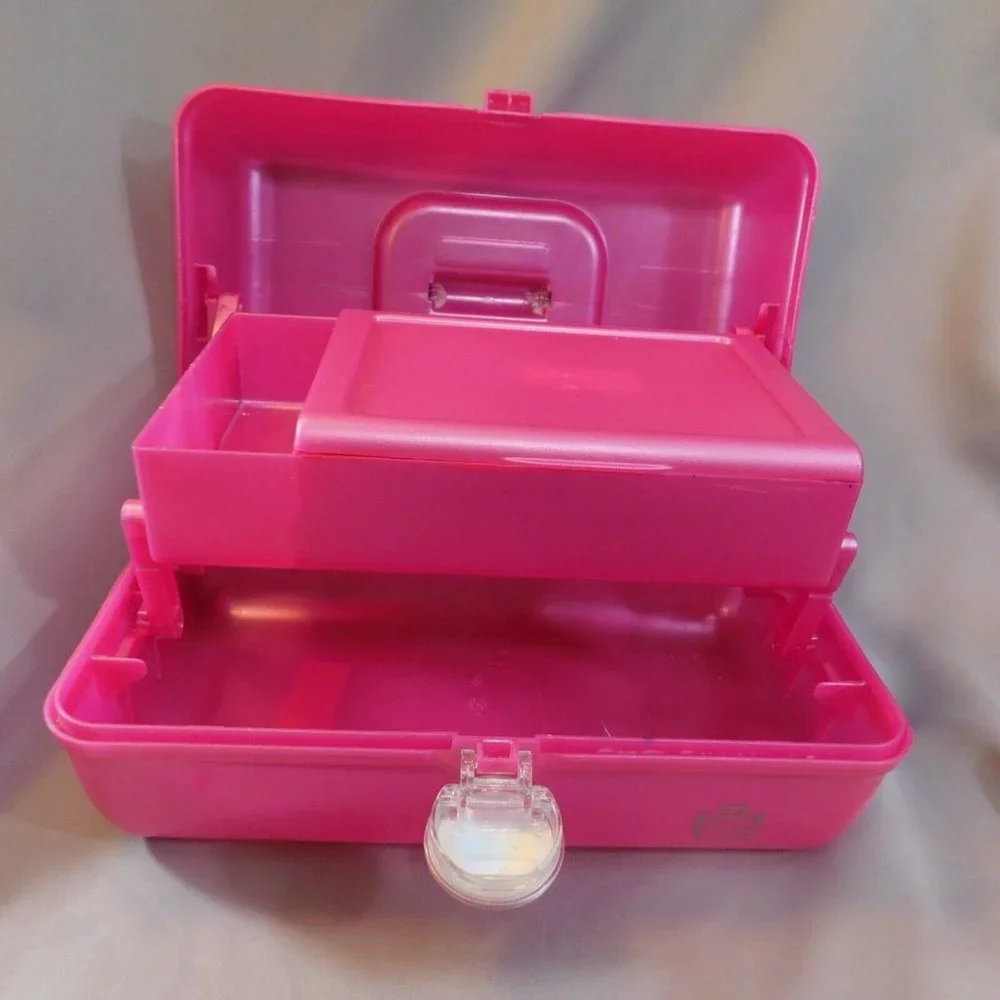 COPY - Caboodle Hot Pink Plastic Your Own Style Closure Inside Mirror Minor Scr…