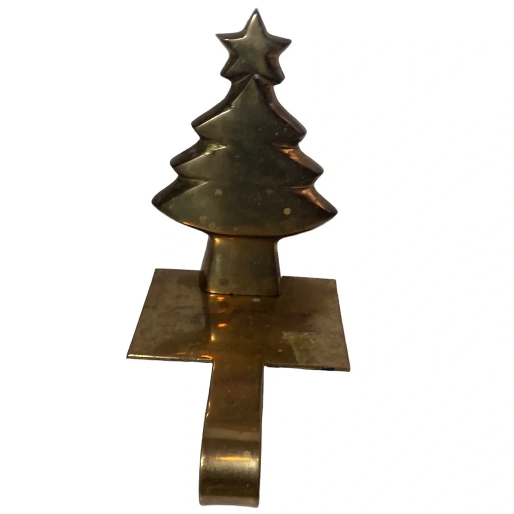 Solid Brass Christmas Tree Stocking Hanger Holder by Crate & Barrel