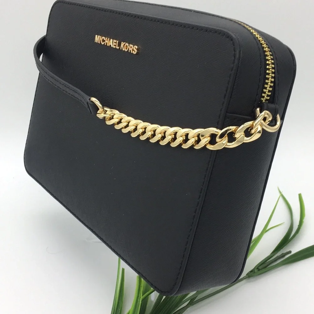 MICHAEL KORS JET SET ITEM LG EW CROSSBODY BLACK /GOLD