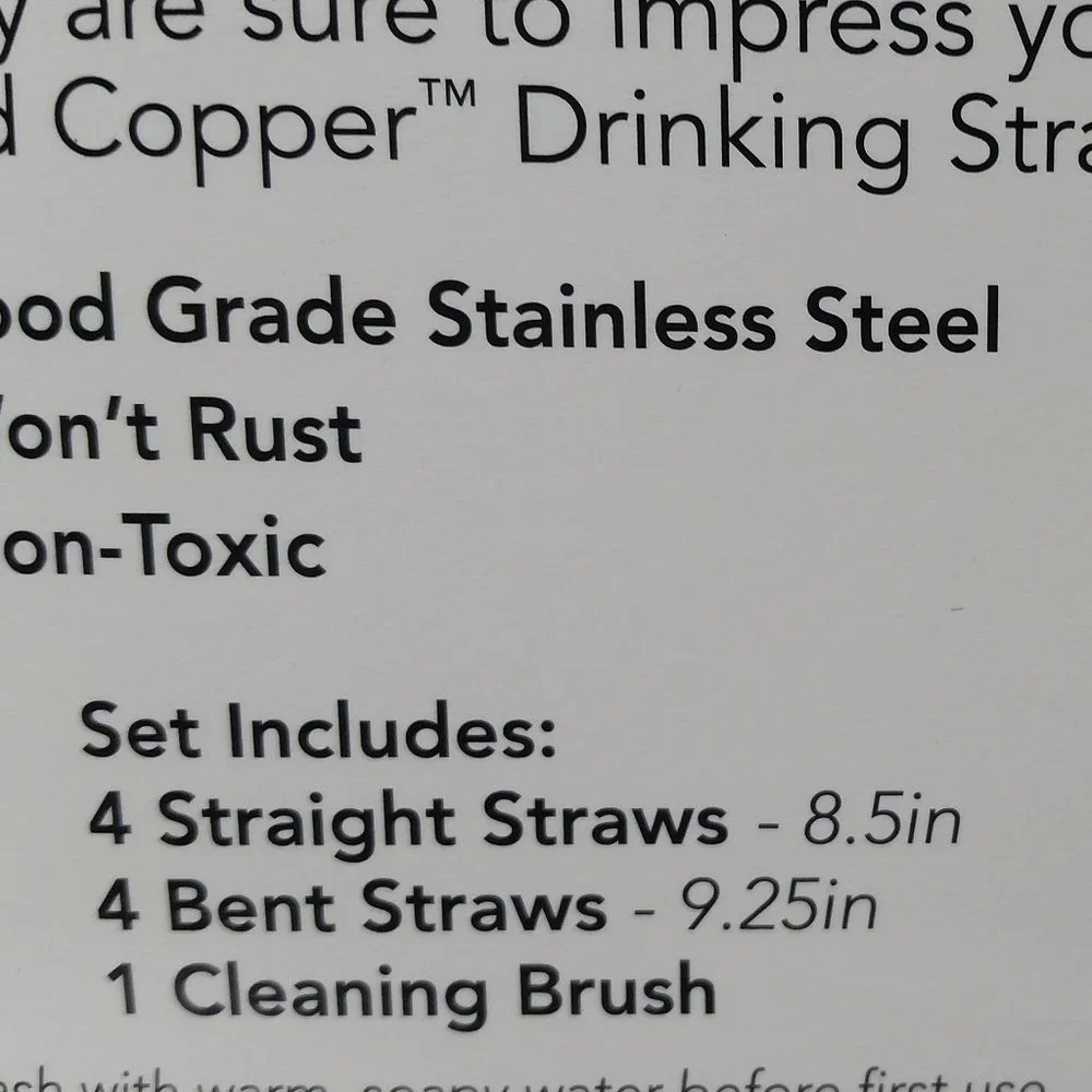 Red Copper Stainless Steel Reusable Drinking Straw