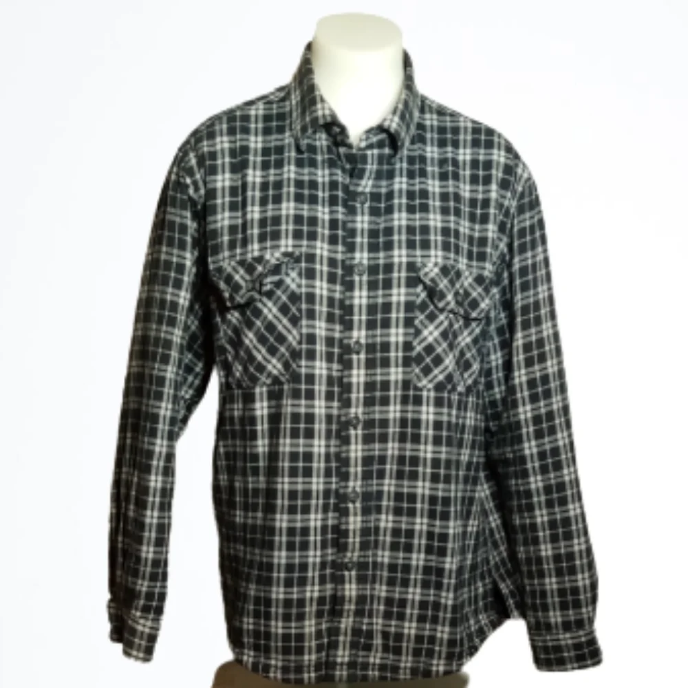 Club Room Men's Black White Shirt Jacket size LG