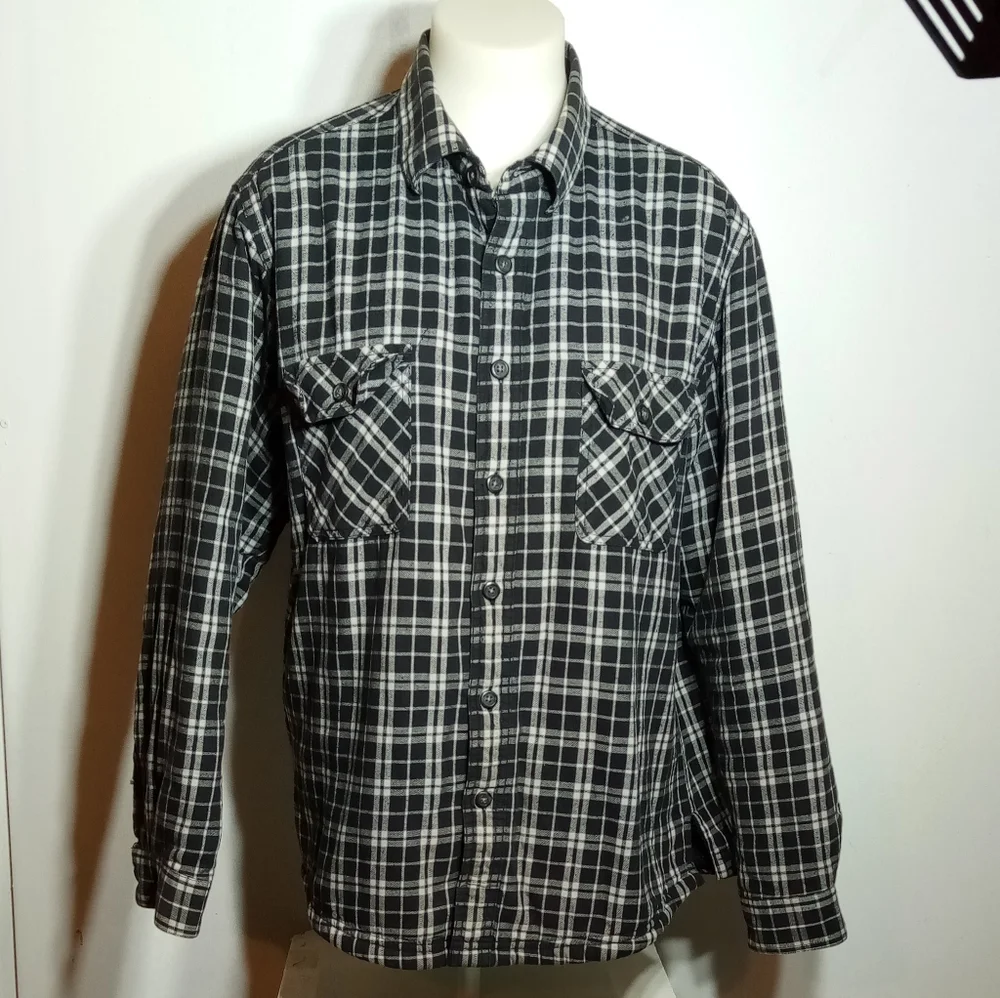Club Room Men's Black White Shirt Jacket size LG