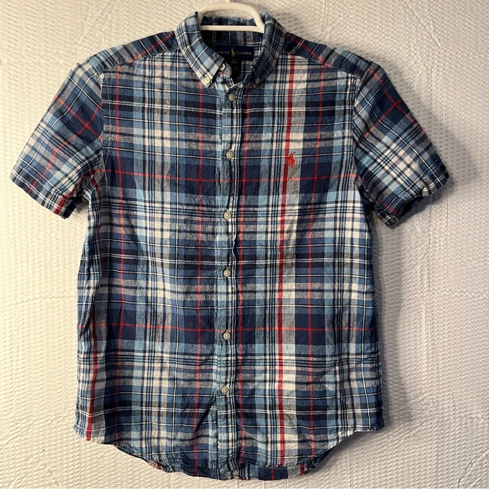 Ralph Lauren 55%Linen 45%Cotton Dress Shirt Youth Size XL(18-20)