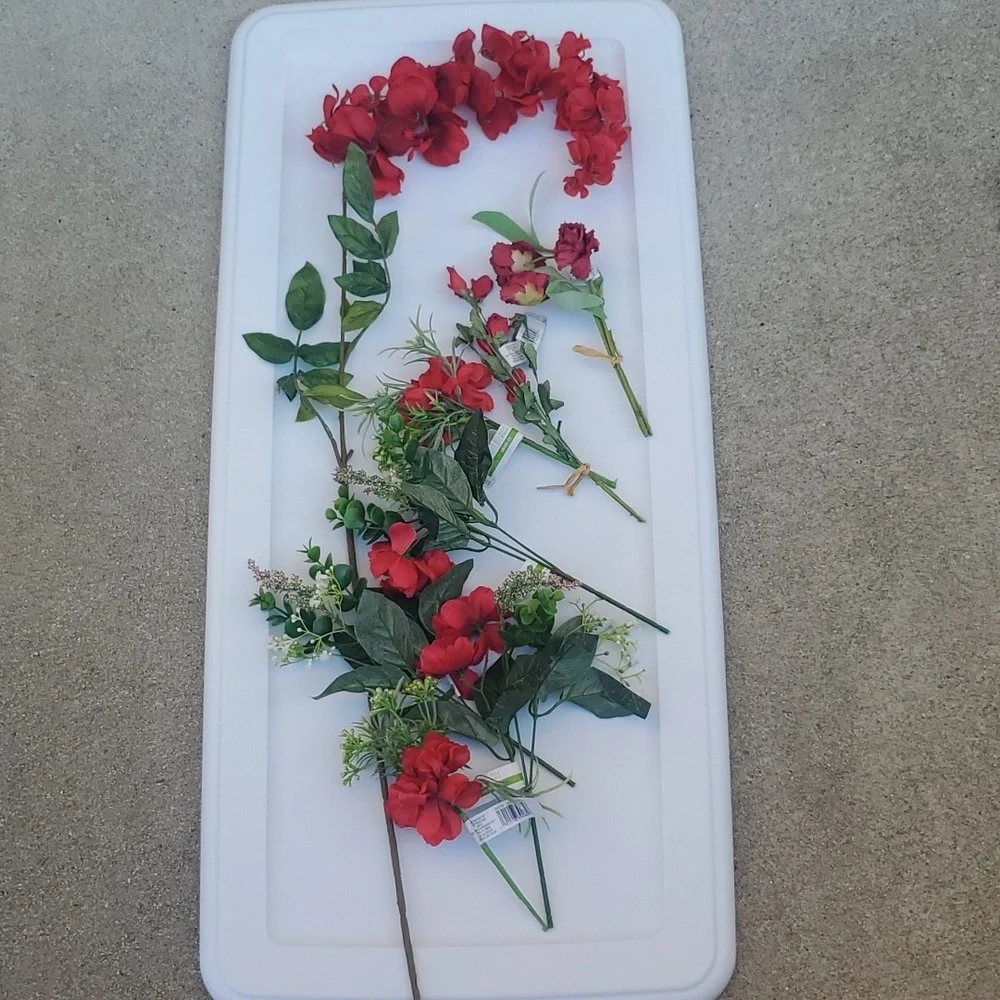 RED FAUX FLOWERS