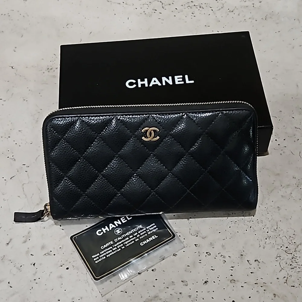 Chanel Caviar Black Zip Wallet