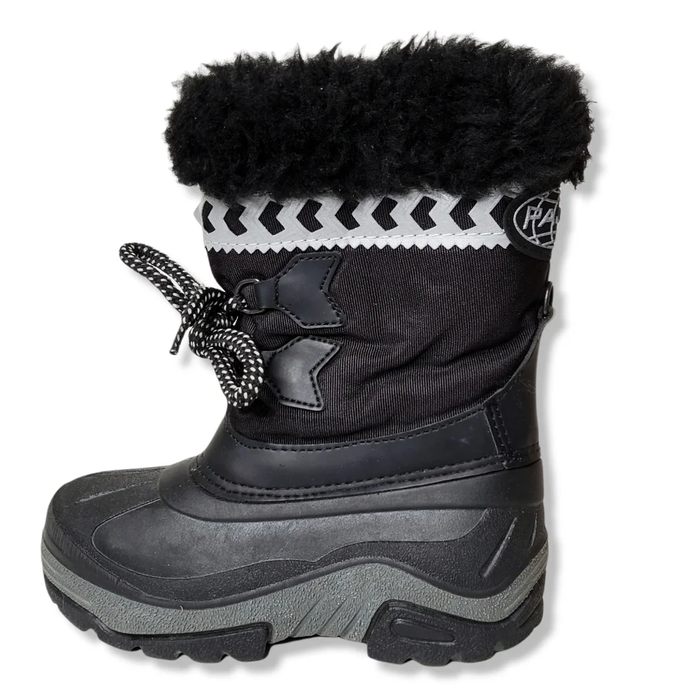 Pajar Black Faux Fur Kids Lace Up Boots Size 11