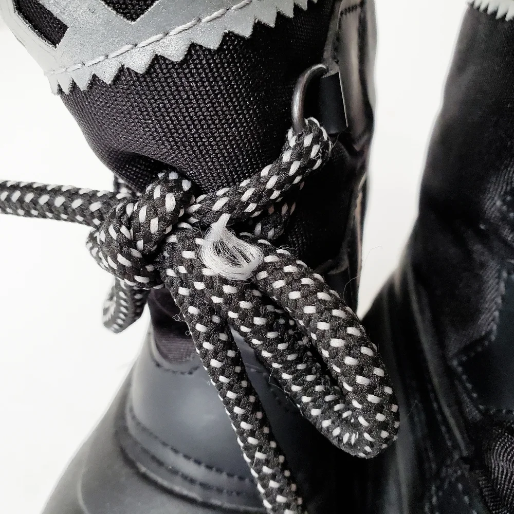 Pajar Black Faux Fur Kids Lace Up Boots Size 11