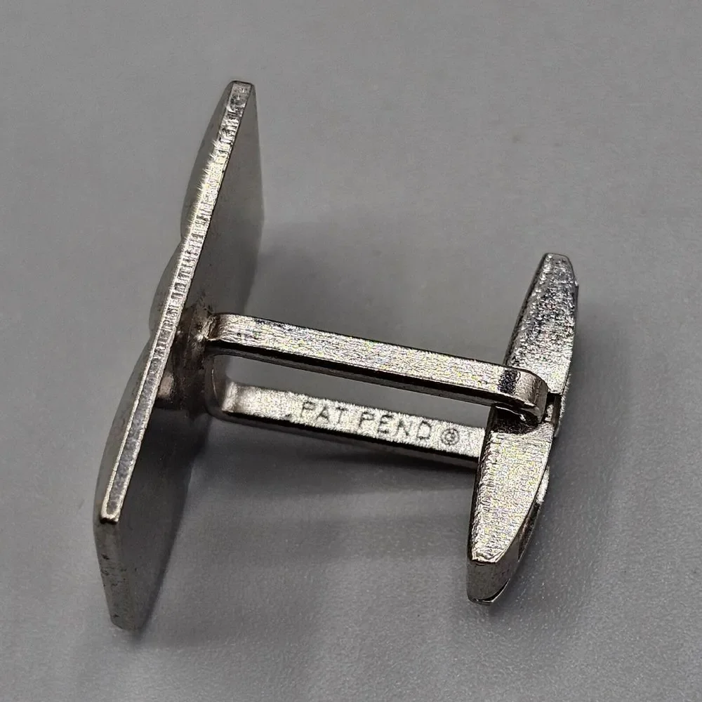 Vtg Open Book Cufflinks Silver Tone Whale Back Literary Research Mens Gift USA