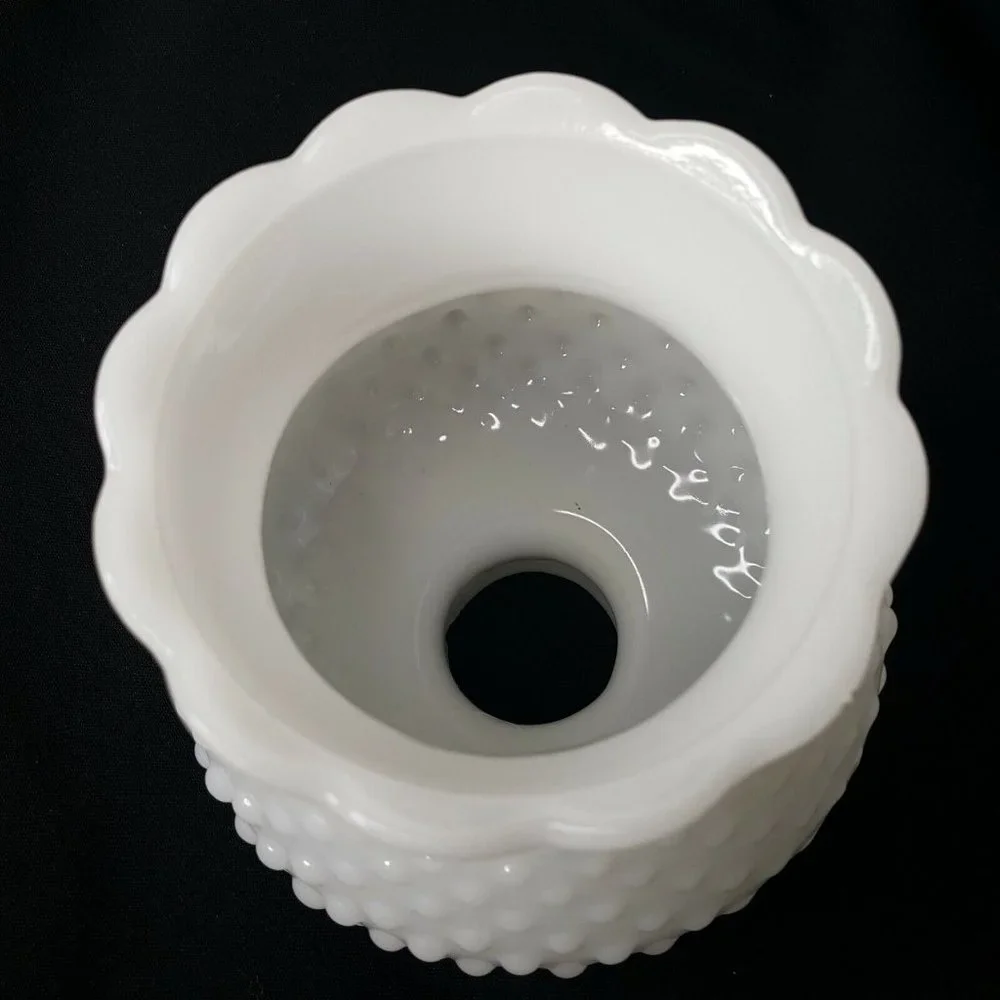 5” Milk Glass White Hobnail Oil Electric Table Lamp Shade 1.25