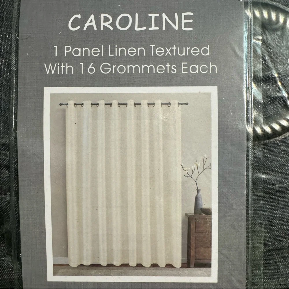 Caroline Charcoal 1 panel linen textured with 16 grommets each