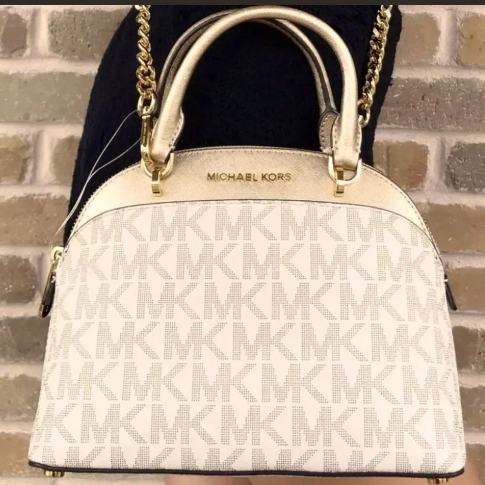 Nwt Michael Kors Emmy white and gold crossbody