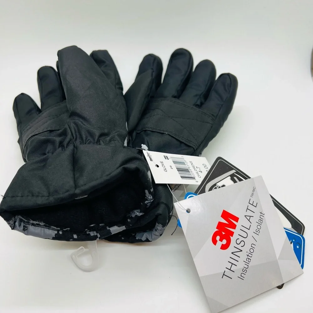 NWT Kids Ski Gloves 3M Thinsulate Waterproof Bone Design Size 4-7