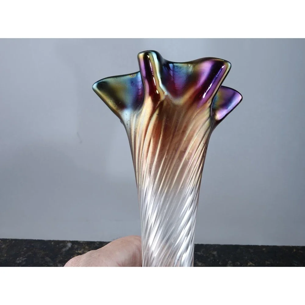 c1910 Rindskopf Pepita Boheian Iridescent Art glass vase
