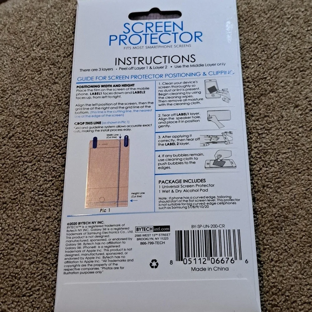 ByTech (2) 1pc Screen protector smartphone 5.5 inch NEW
