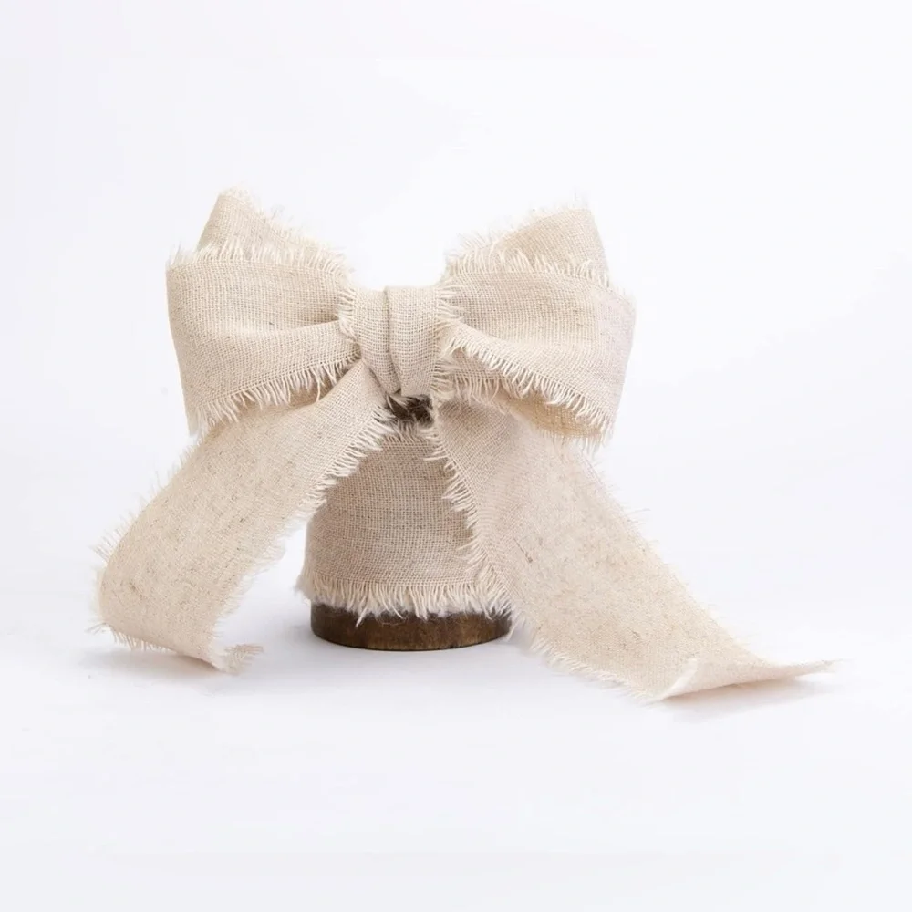 Handmade Fringe Ribbon Frayed Set of 5 pcs for Wedding Invitations Wrapping Bows