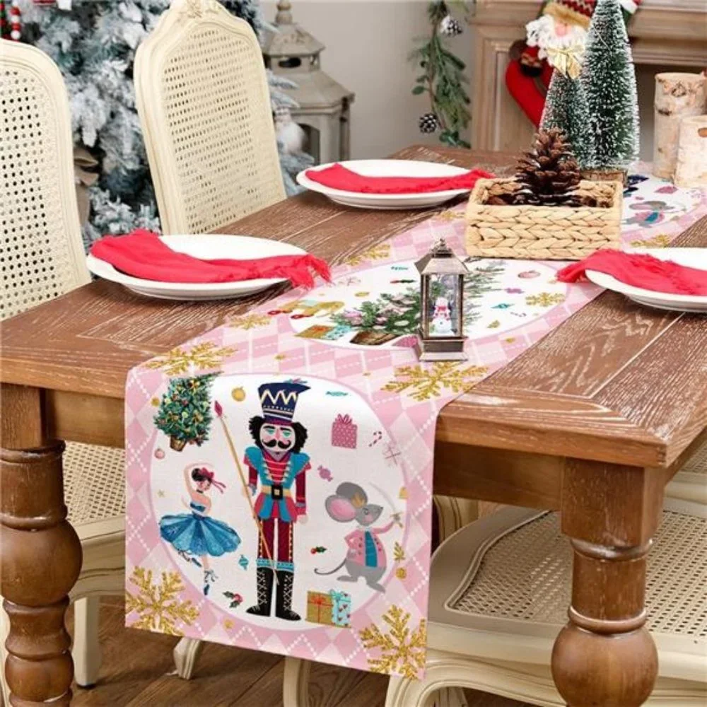 Nutcracker Table Runner Christmas Decor Holiday Decoration Decorative Cloth 72
