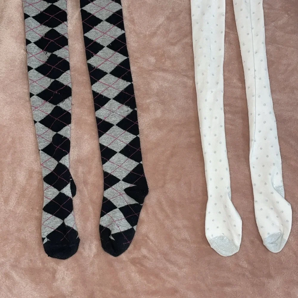 •GARNIMALS•1-NWOT & 1-VGUC BUNDLE OF 2/LITTLE GIRLS SOCK TIGHTS SIZE M/L (7-10)