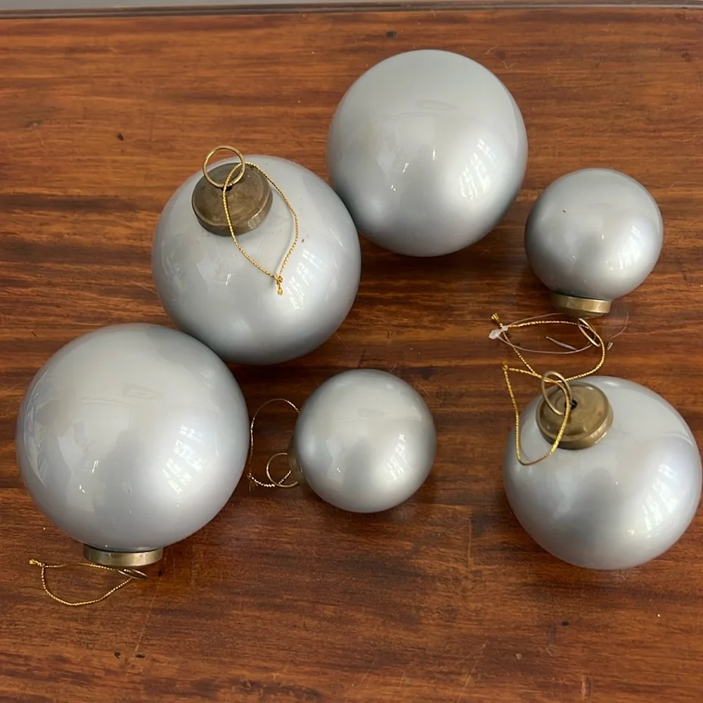 Restoration Hardware Silver Glass Christmas ornament 3” Medium