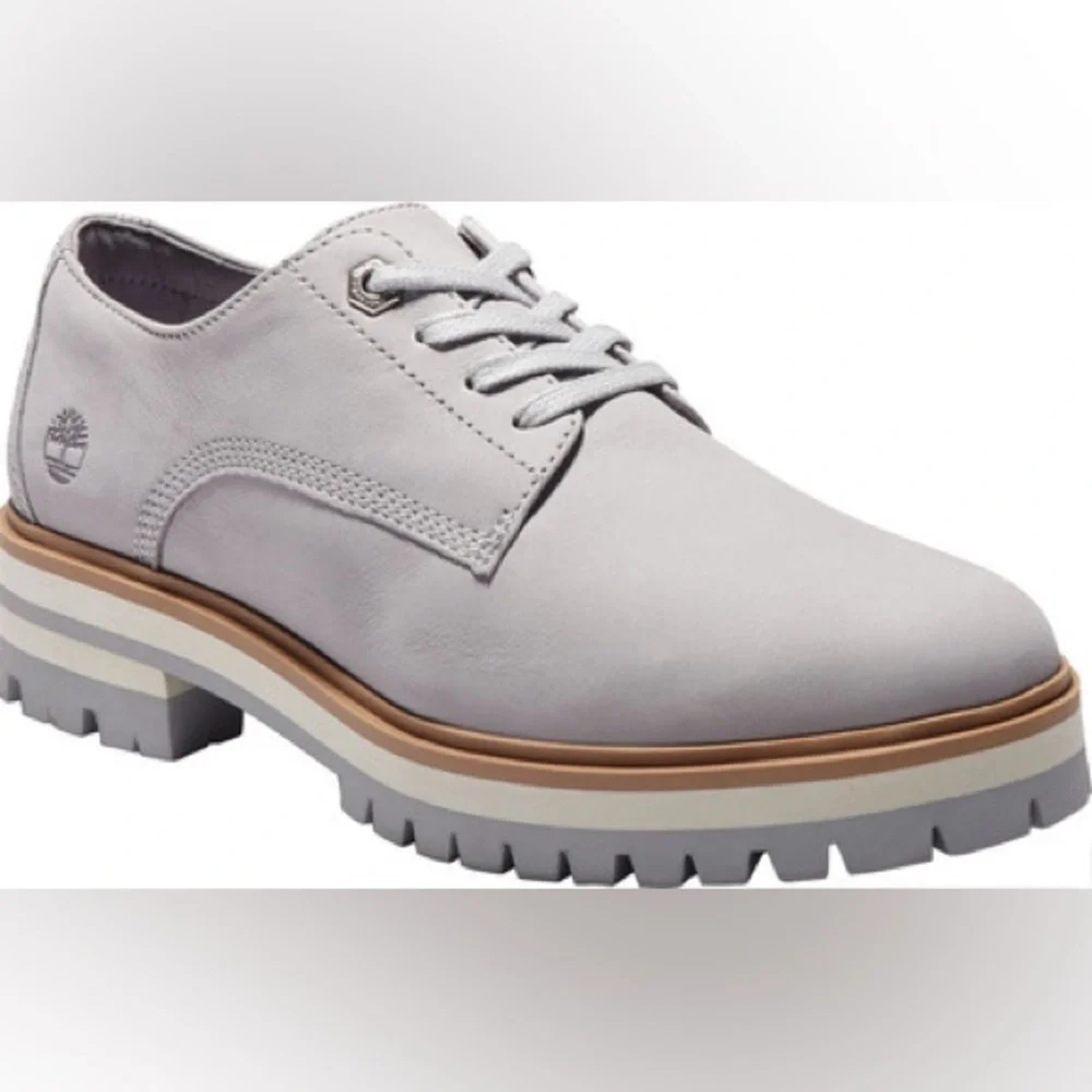 Timberland Ladies London Square Oxford Nubuck Leather ReBOTL Shoes Gray SZ 8 EUC