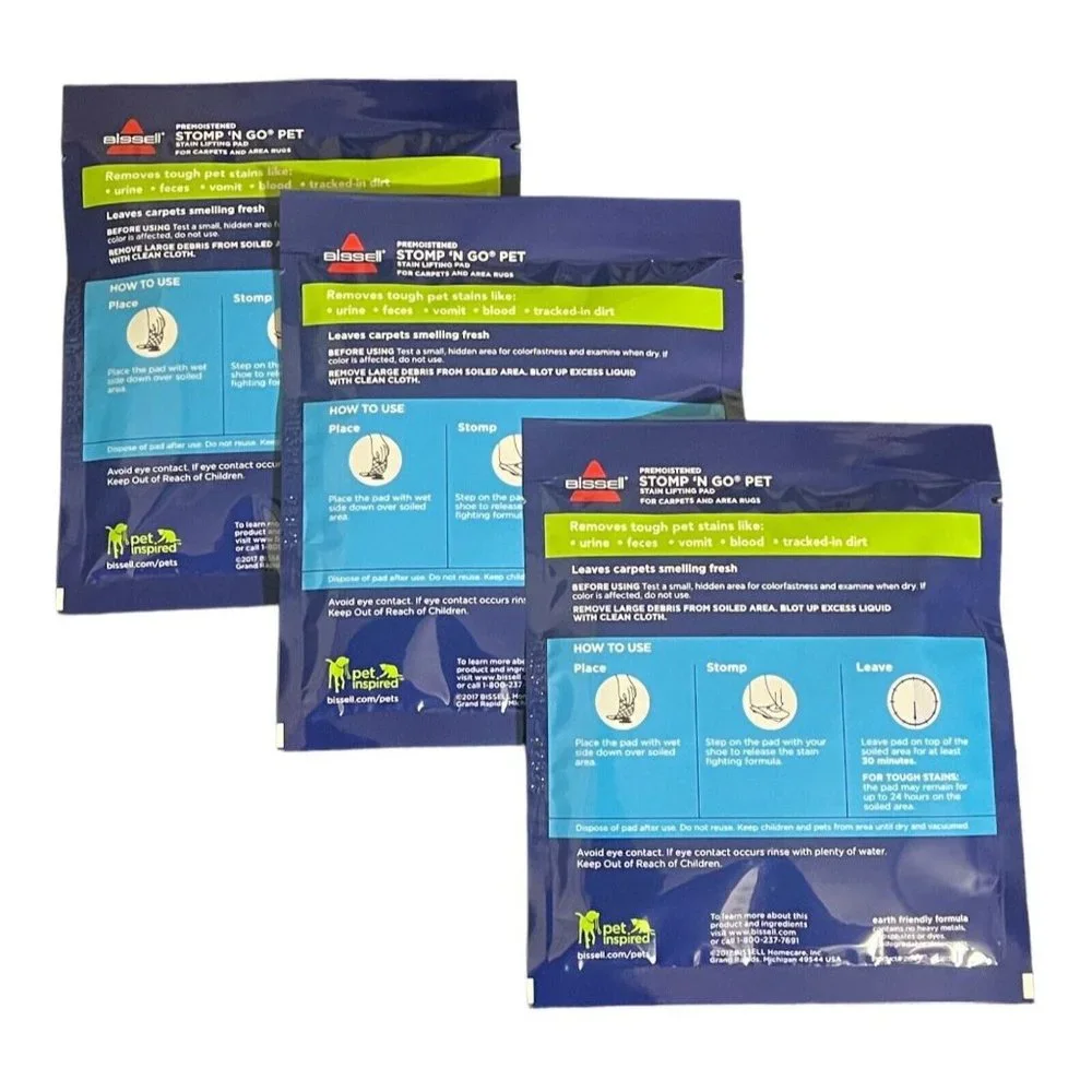 Bissell Stomp 'N Go Pet Stain Lifting Pads + Oxy for Carpet & Rug Lot of 3 New