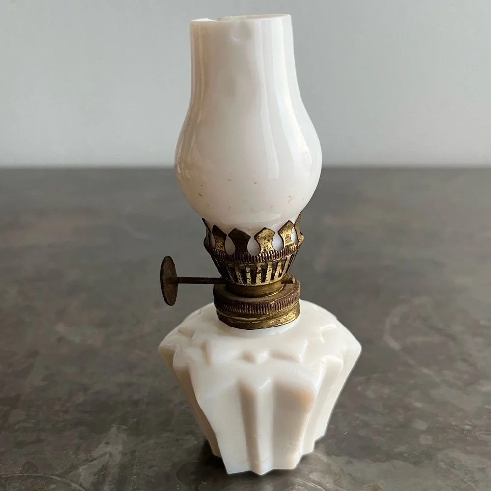 Milk Glass Oil Lamp Art Deco