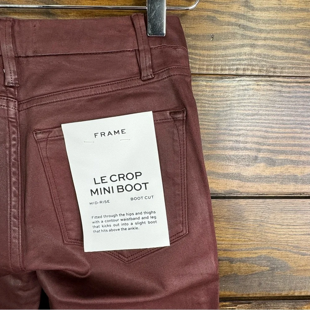 Frame le crop mini boot cut bordaux coated