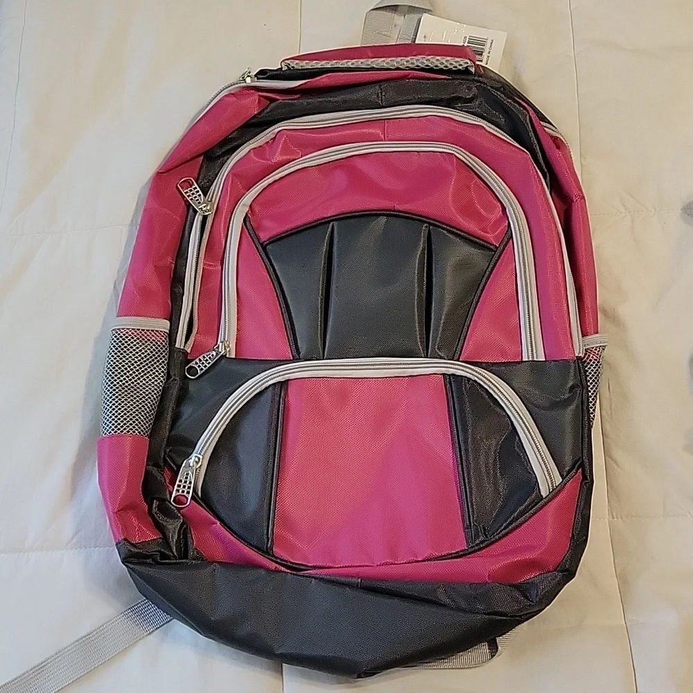 Moda West pink and gray book bag with adjustable straps new with tags