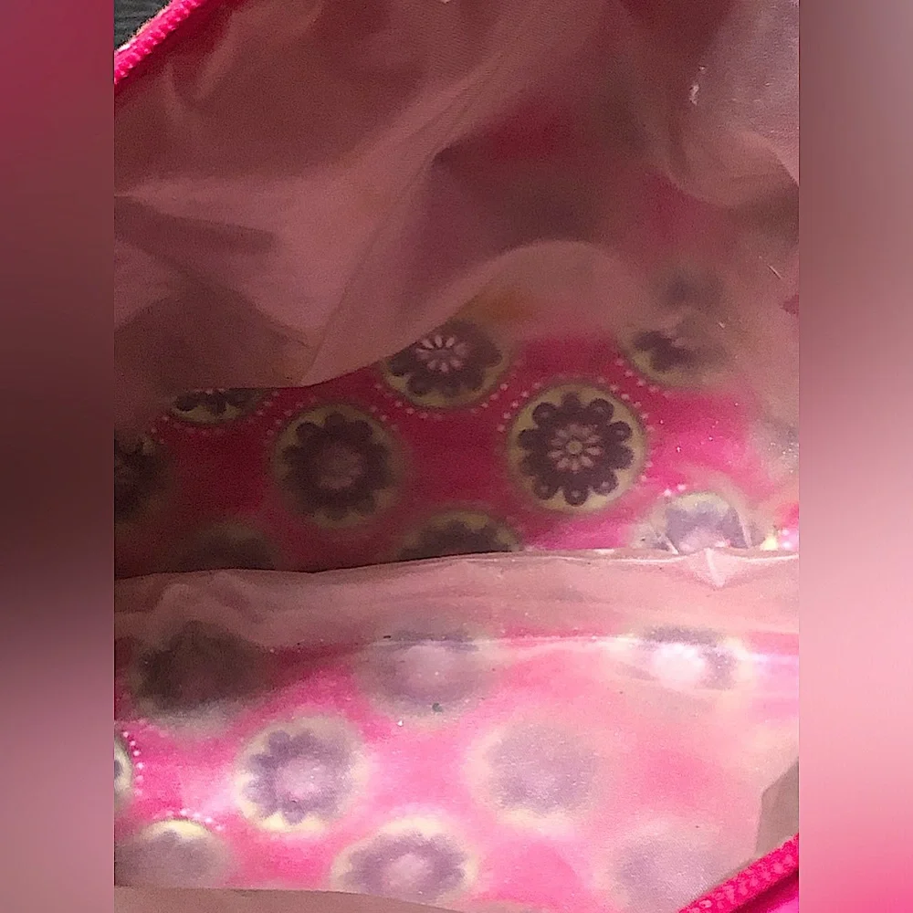 Vera Bradley Makeup Bag With Plastic Lining. 9 1/2 By 9.