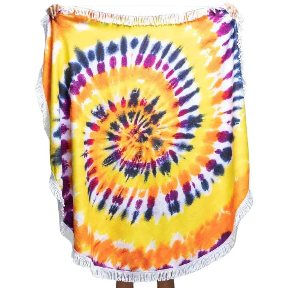 Tie-Dye Beach Towel From Ruggine Fringe Accents Large 58