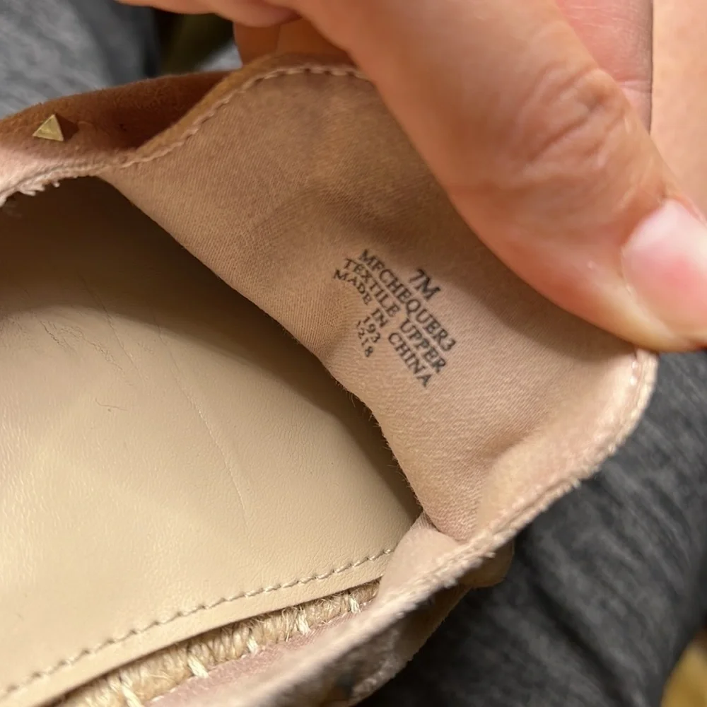Marc Fisher Chequer Slip On Shoes Flats Espadrille Pink Tan Studded Womens 7 M