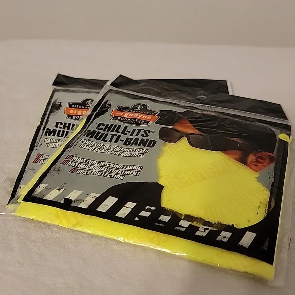 2 Ergodyne Chill-Its Multi-Band Polyester Lime 6485 Work Face Masks