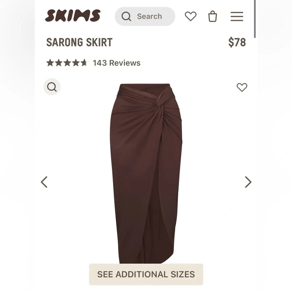 NWT Skims Swim Cover Up Sarong Skirt Almond Size 4X