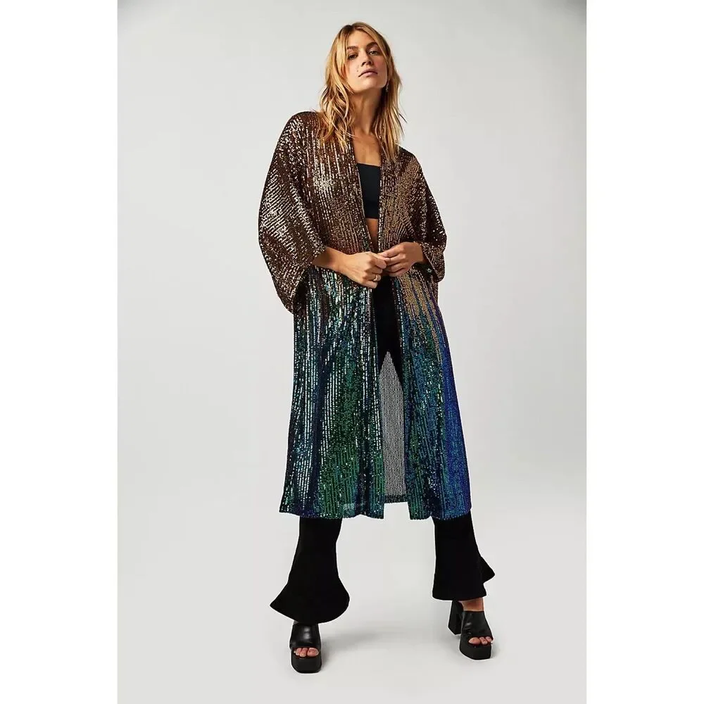 Free People Party On Sequin Kimono Size OS